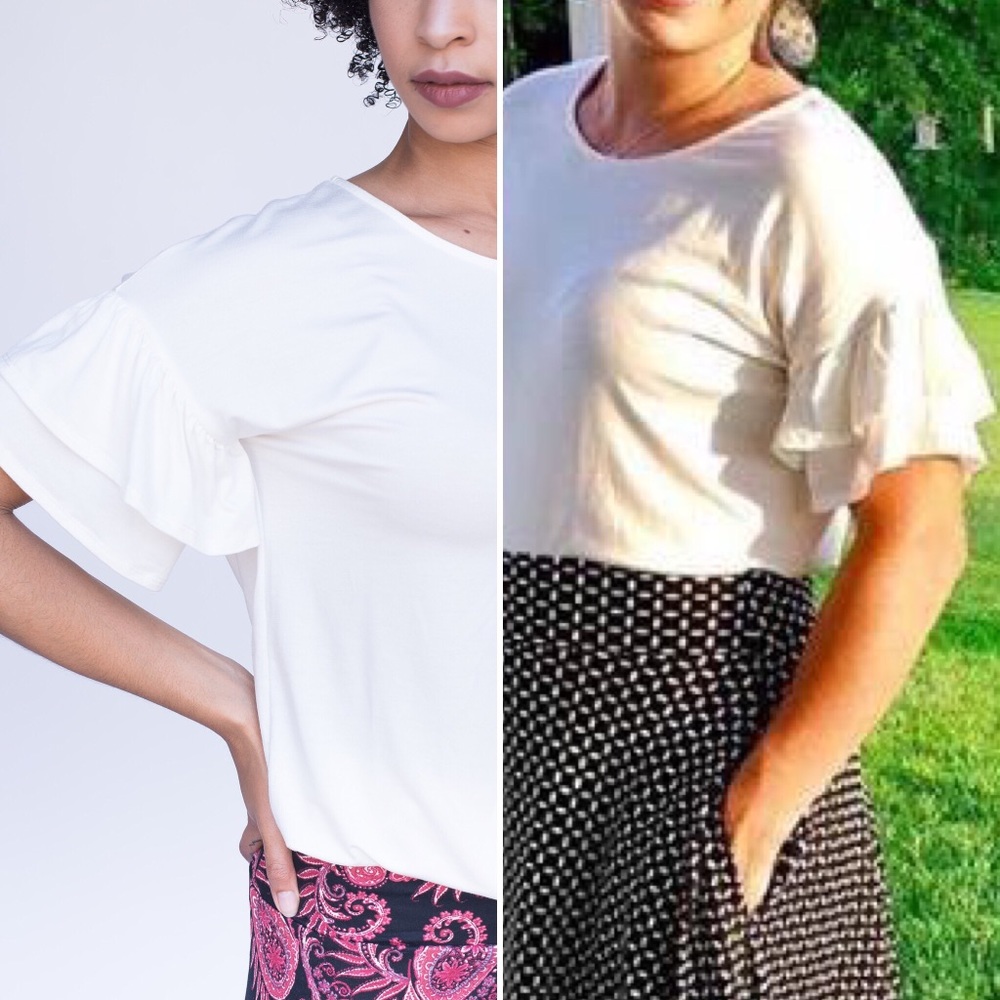 Frill Sleeve Top Ivory
